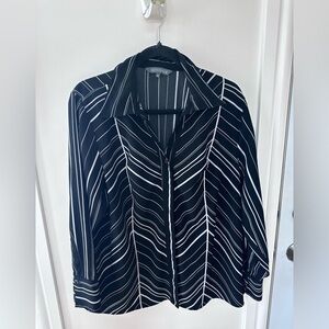 Addition Elle Black and White Geometric Button Down Shirt
